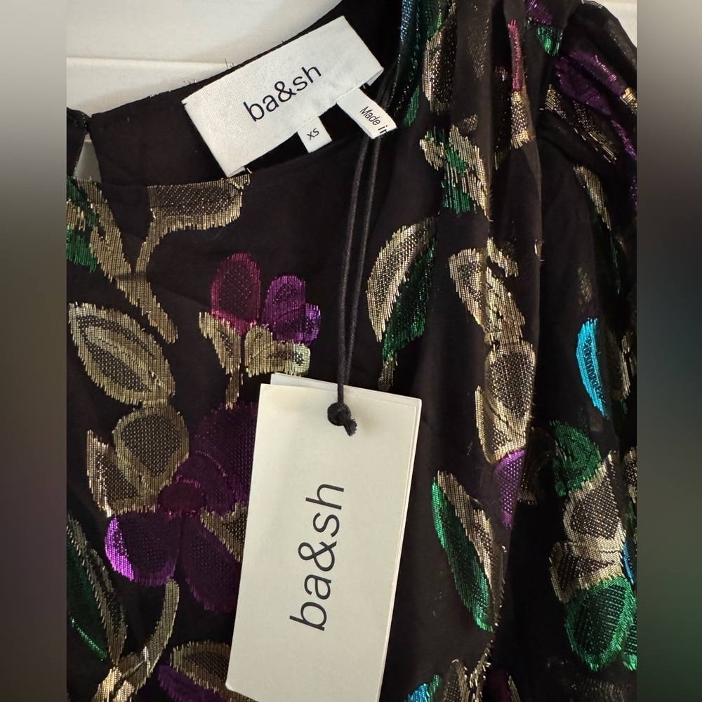ba&sh Black Dress with Purple and Green Floral Pattern - Picture 3 of 9